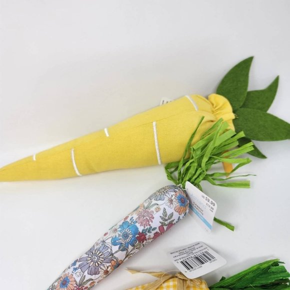 5 Fabric Carrots, Assorted Sizes, Yellow and Paisley Spring and Easter Decor - Picture 7 of 8
